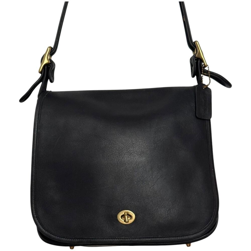 Vintage Y2K Coach Stewardess black leather crossbody bag 9525 adjustable strap - Picture 4 of 16